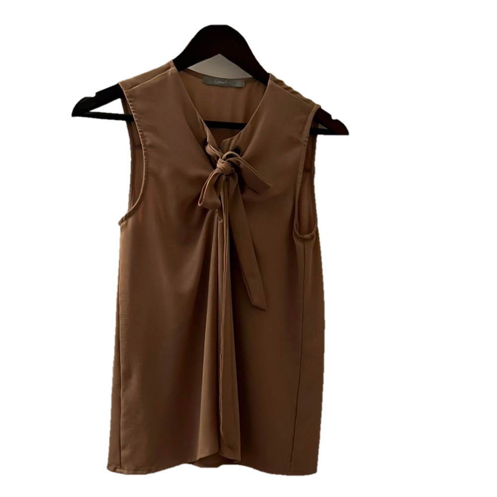 Elegant Tan Sleeveless Blouse